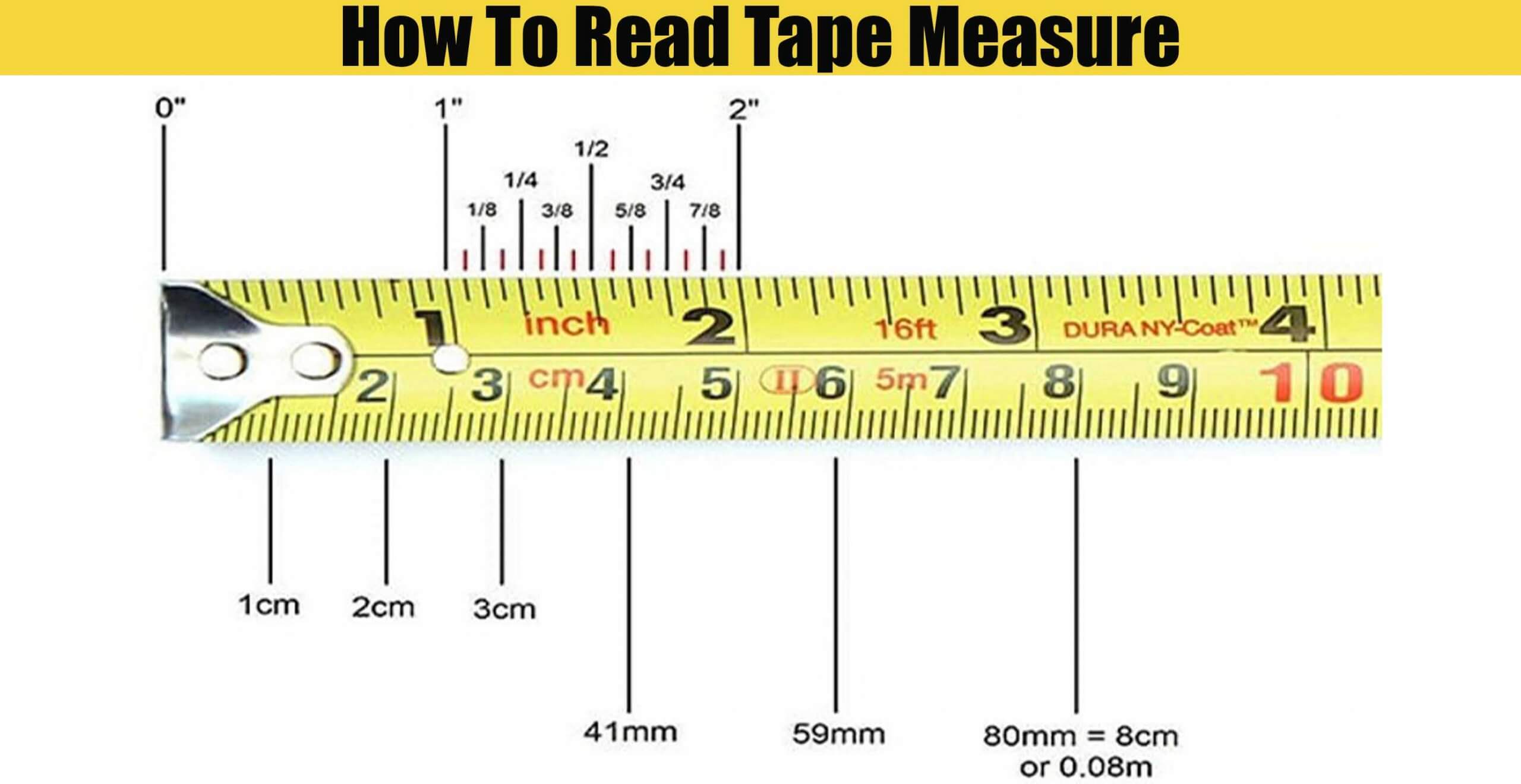 easy read tape measure with 16ths
