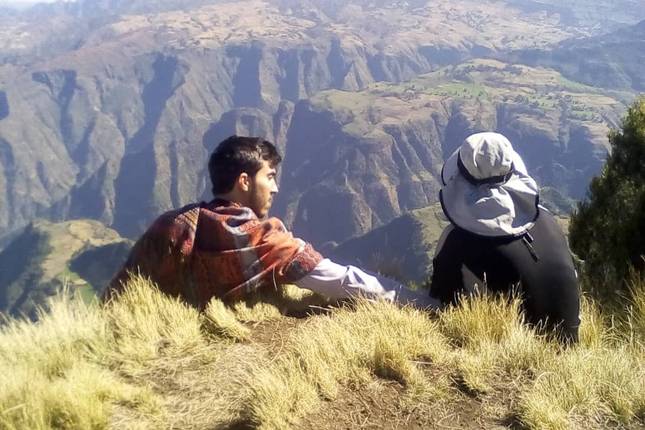 trekking in the mountains